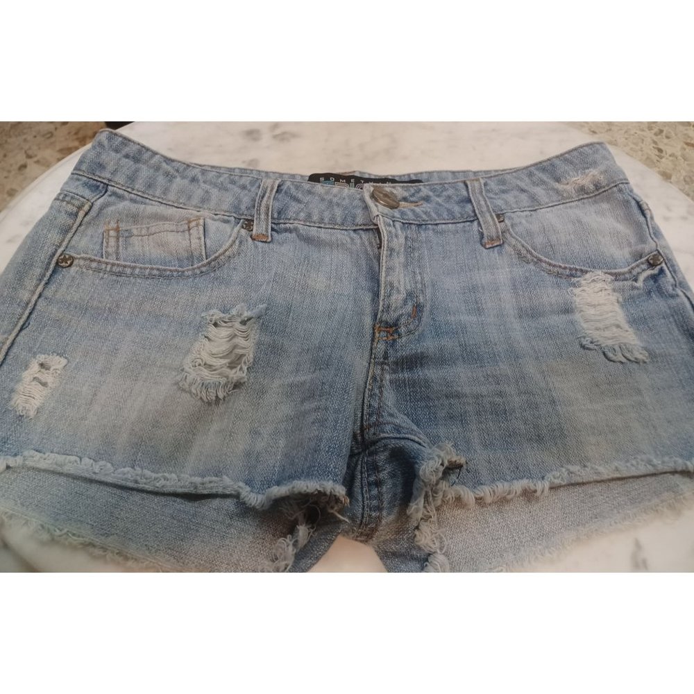 Something Trickie Women's Short Shorts Blue Jean SZ 7